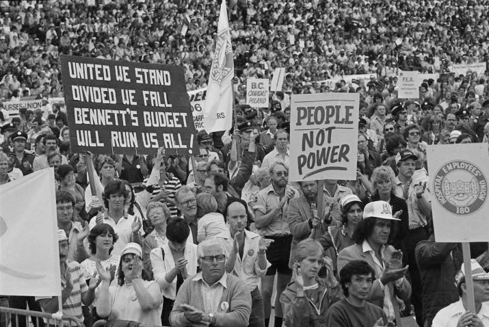 Solidarity rally at Empire Stadium in Vancouver, August 1983 Image Courtesy: Pacific Tribune Collection & BC Labour Heritage Centre