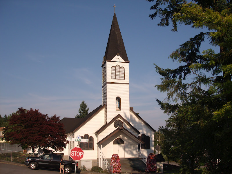 Notre Dame de Lourdes Church on Laval Square, Maillardville, Coquitlam. Image: Wikipedia