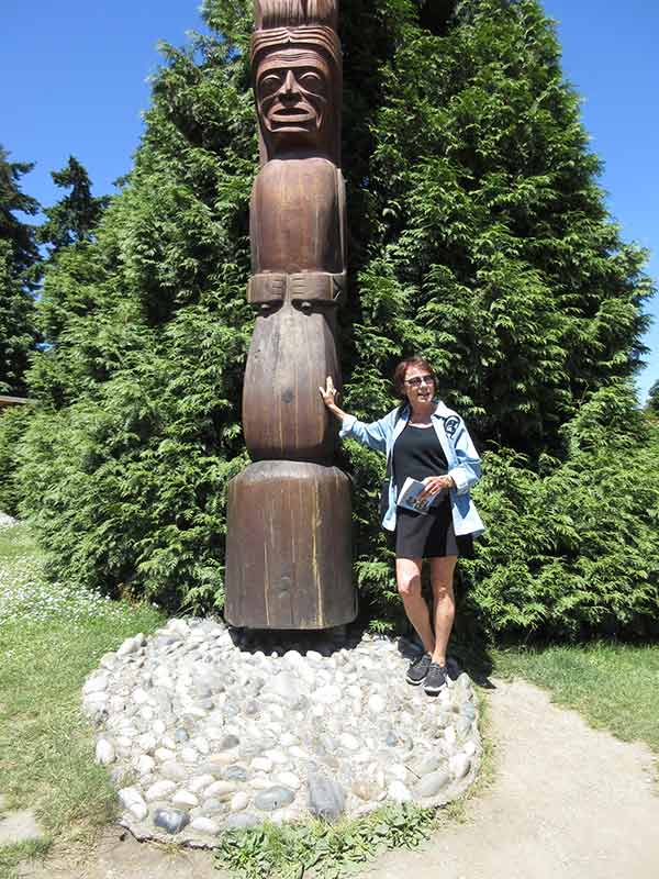 Vickie Jensen with Yelton Pole in Stanley Park